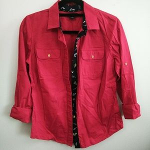 BOGO Nautica Red Button Down Shirt Gold Buttons
